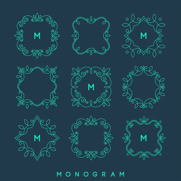 Conjunto de plantillas de diseño monograma simples y elegantes, ilustración vectorial . — Vector de stock