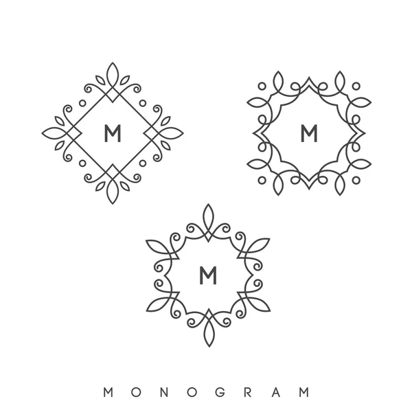 Conjunto de plantillas de diseño monograma simples y elegantes, ilustración vectorial . — Archivo Imágenes Vectoriales