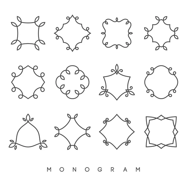 Set di modelli di design monografici semplici ed eleganti, illustrazione vettoriale . — Vettoriale Stock