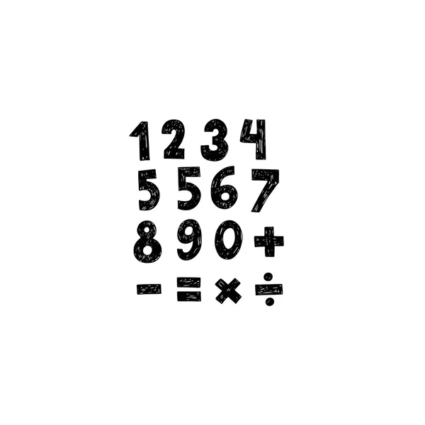 Handgetekende getallen de verzameling. Vector. — Stockvector