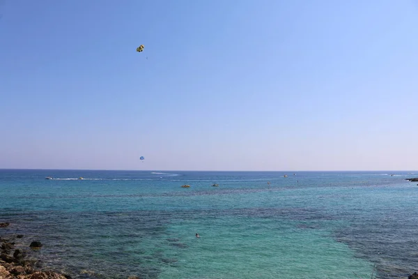 Balões Sobre Mar Chipre — Fotografia de Stock