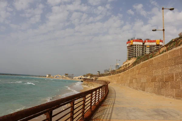 Passeggiata Lungo Mare Blu Netanya Israele — Foto Stock