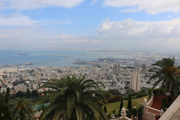 Vue Dessus Des Jardins Haïfa Bahai Israël — Photo