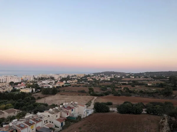 Ein Farbenfroher Sonnenuntergang Von Protaras Aus Der Kirche Des Propheten — Stockfoto