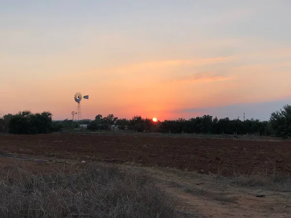 Moulins Vent Coucher Soleil Chypre Protaras — Photo