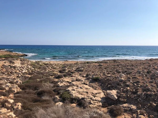 Mar Mediterrâneo Chipre Protaras Ayia Napa Ondas Mar Dia Verão — Fotografia de Stock