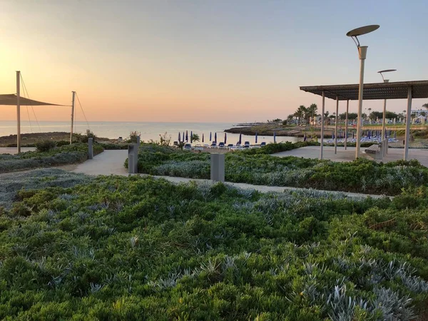 Morgendämmerung Strand Von Protaras Stockbild