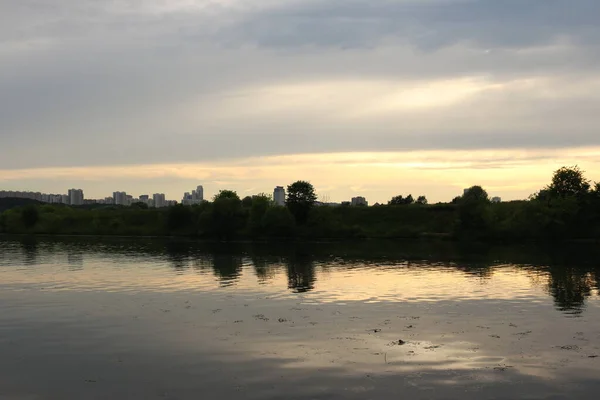 Fili Park Moskau Fluss Sommer Sonnenuntergang Stockbild