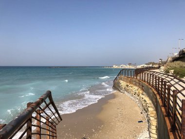 the promenade along the blue sea, the Israel Netanya clipart