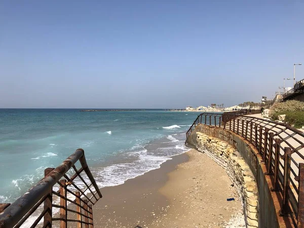 Paseo Marítimo Largo Del Mar Azul Netanya Israel —  Fotos de Stock