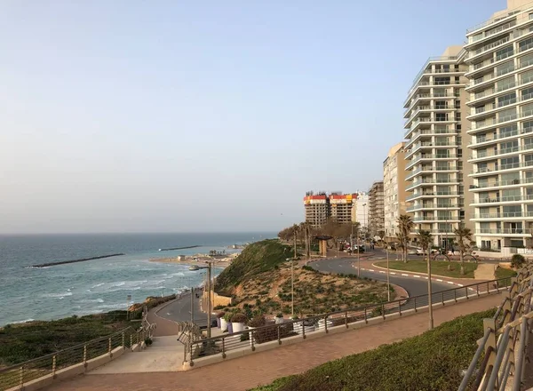 Strand Von Sironit Netanjaha Meerblick Israel Stockbild
