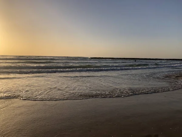 有海景的日落以色列Netanya — 图库照片