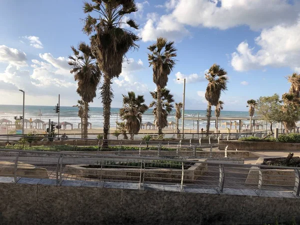 Empty Beach Road Tel Aviv Israele — Foto Stock