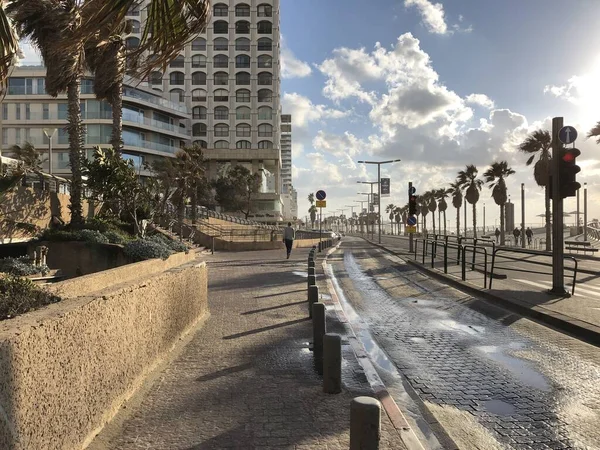 Empty Beach Road Tel Aviv Israele — Foto Stock