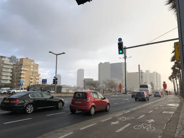 Tel Aviv Ruas Chuva Estrada — Fotografia de Stock