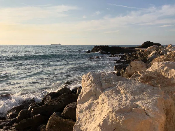 Вид Средиземное Море Панорама Кесарии Израиль — стоковое фото