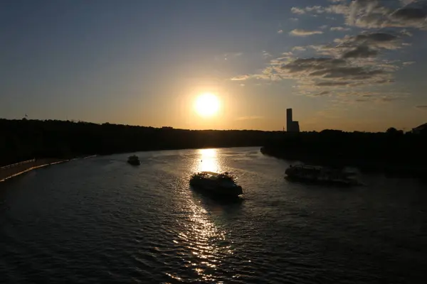 Motor Ships Moscow River Sunset — Stock Photo, Image