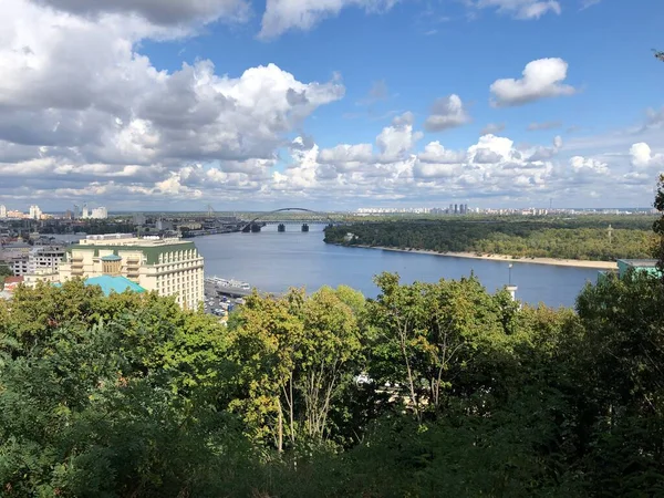 Kiev Observation Deck Panorama View Dnieper Early Autumn — Stock Photo, Image