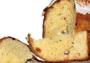 Beyaz arka planda Paskalya pastası. Yakın plan fotoğraf. 