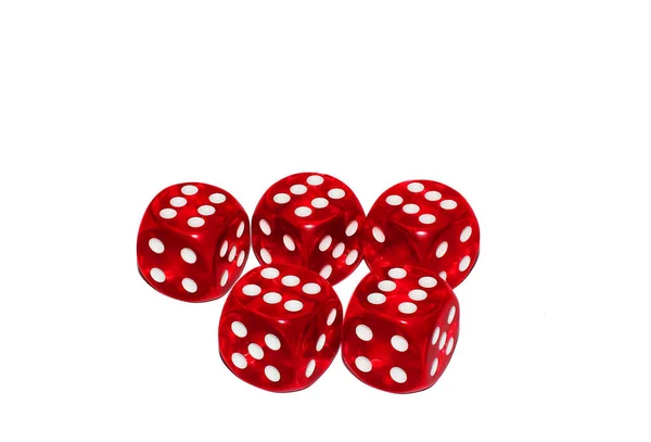 Dados Casino Com Números Seis Fundo Branco — Fotografia de Stock