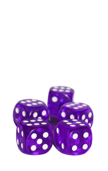 Dados Casino Roxo Com Números Seis Fundo Branco — Fotografia de Stock