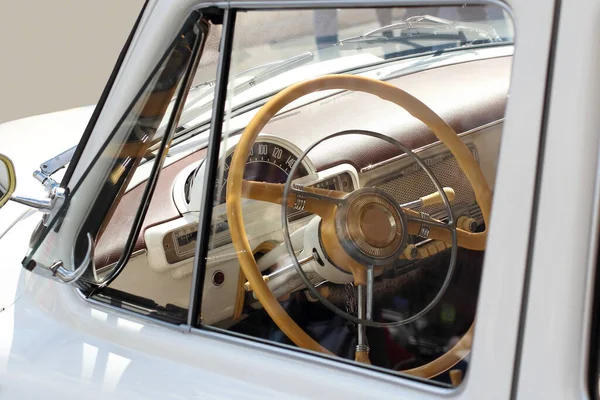 Interior Car 50S View Steering Wheel Instruments — Stock Photo, Image