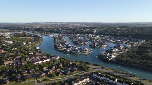 Aerial view of marina seen from drone — Stock Video