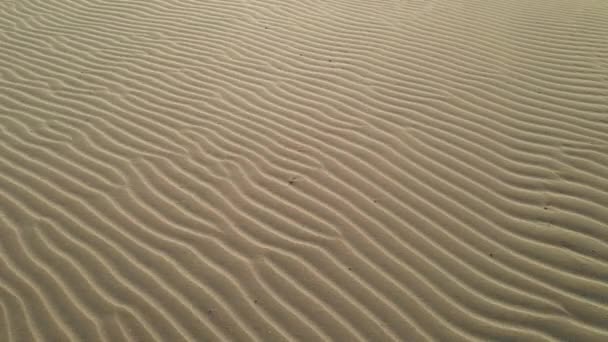 Drone flying over sand dune with abstract lines seen from above — Stock Video