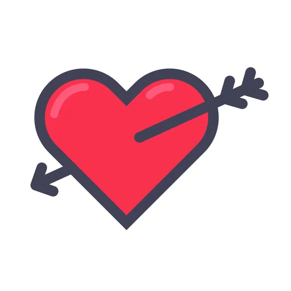 Flecha Cupido Presa Meio Coração Vermelho Dia Amor — Vetor de Stock
