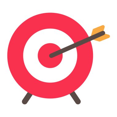 Hedef simgesi. Hedefin ortasına yerleştirilmiş bir ok. İş hedefi kavramı.