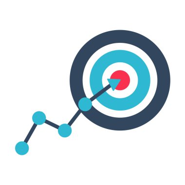 Hedef simgesi. Hedefin ortasına yerleştirilmiş bir ok. İş hedefi kavramı.