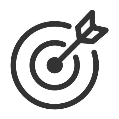 Hedef simgesi. Hedefin ortasına yerleştirilmiş bir ok. İş hedefi kavramı.