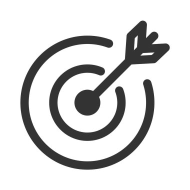 Hedef simgesi. Hedefin ortasına yerleştirilmiş bir ok. İş hedefi kavramı.