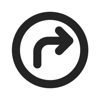 Önü gösteren siyah ok simgesi.