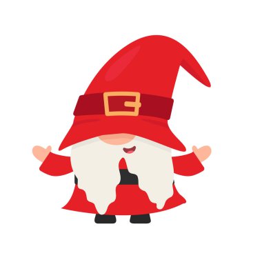 Cüce cüceler kışın Noel 'i kutlamak için kırmızı elbiseler ve şapkalar giyer..