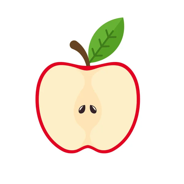 Διάνυσμα Κόκκινο Μήλο Πράσινα Φύλλα Στην Κορυφή Ιδέες Φρούτων Απώλειας — Διανυσματικό Αρχείο