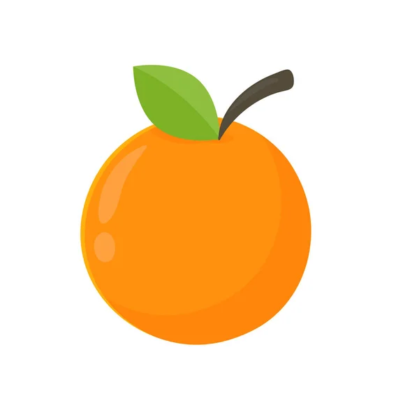 Orangefarbener Cartoon Vektor Mit Grünen Blättern Auf Weißem Hintergrund Gesundes — Stockvektor