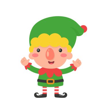 Noel 'de karda oynayan kazaklı bir çizgi film çocuğu.