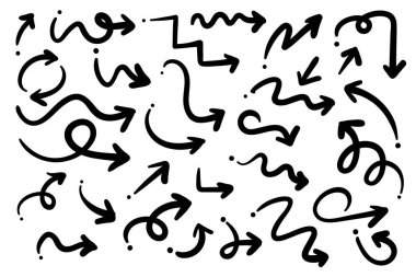 Boş el çizimi çizimi ok dizaynı beyaz arkaplanda izole edildi