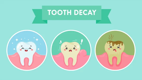 Dientes Dibujos Animados Encías Dentro Boca Están Contentos Con Problema — Vector de stock