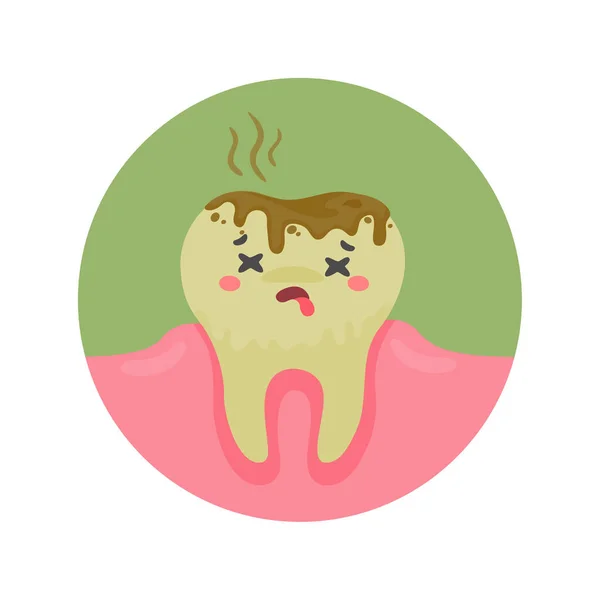 Dientes Dibujos Animados Encías Con Caries Olores Orales Concepto Tratamiento — Vector de stock