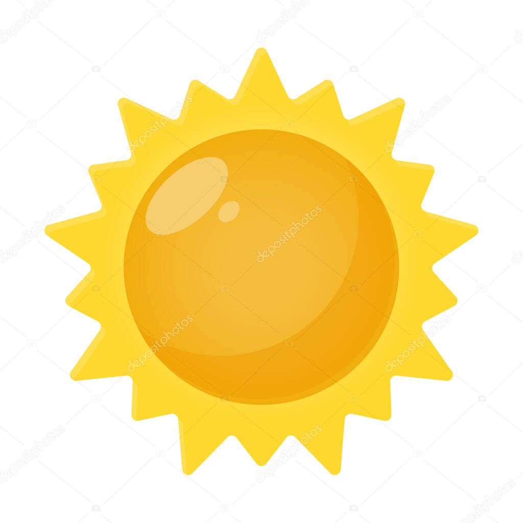 Vector cartoon bright bright sun in the morning Isolated on white background