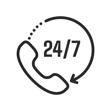 İletişim simgesi. Cep telefonu simgesi günün 24 saati yüksek sesle ses çıkarır Servis konsepti