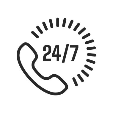 İletişim simgesi. Cep telefonu simgesi günün 24 saati yüksek sesle ses çıkarır Servis konsepti