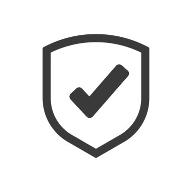 Kalkan simgesi. Orta Koruma simgesi konseptinde kontrol işareti olan kalkan