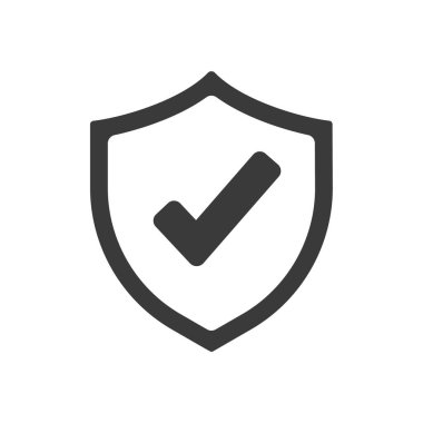 Kalkan simgesi. Orta Koruma simgesi konseptinde kontrol işareti olan kalkan