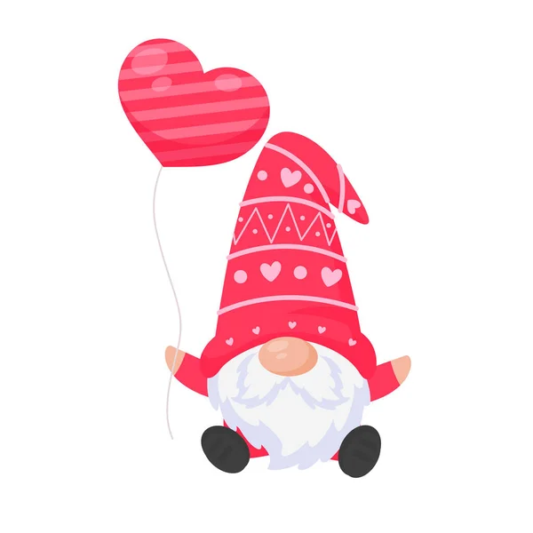 Les Nains Les Gnomes Tiennent Des Ballons Roses Pour Carte — Image vectorielle