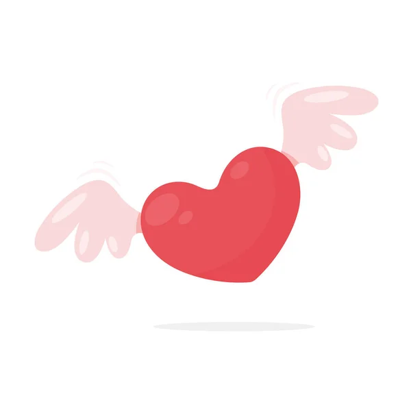 Červená Srdce Křídly Létají Nad Zemí Valentýna Izolováno Bílém Pozadí — Stockový vektor
