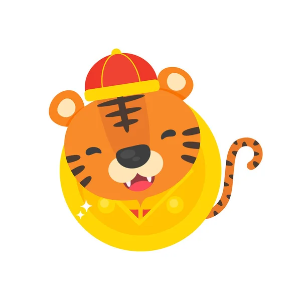 Glad Kinesisk Nytt 2022 Tecknad Tiger Med Guld Välsignelse Kinesisk — Stock vektor
