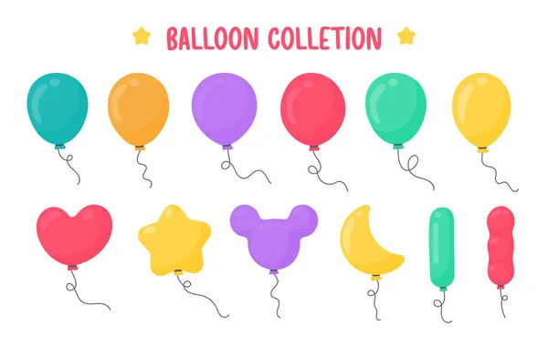 Cartoon Μπαλόνια Διαφόρων Σχημάτων Για Διακόσμηση Στο Κόμμα Γιορτή — Διανυσματικό Αρχείο
